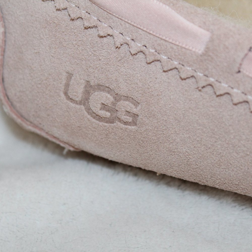 UGG NEW DAKOTA POM SUEDE SHEARLING SLIPPERS PINK - Picture 4 of 9